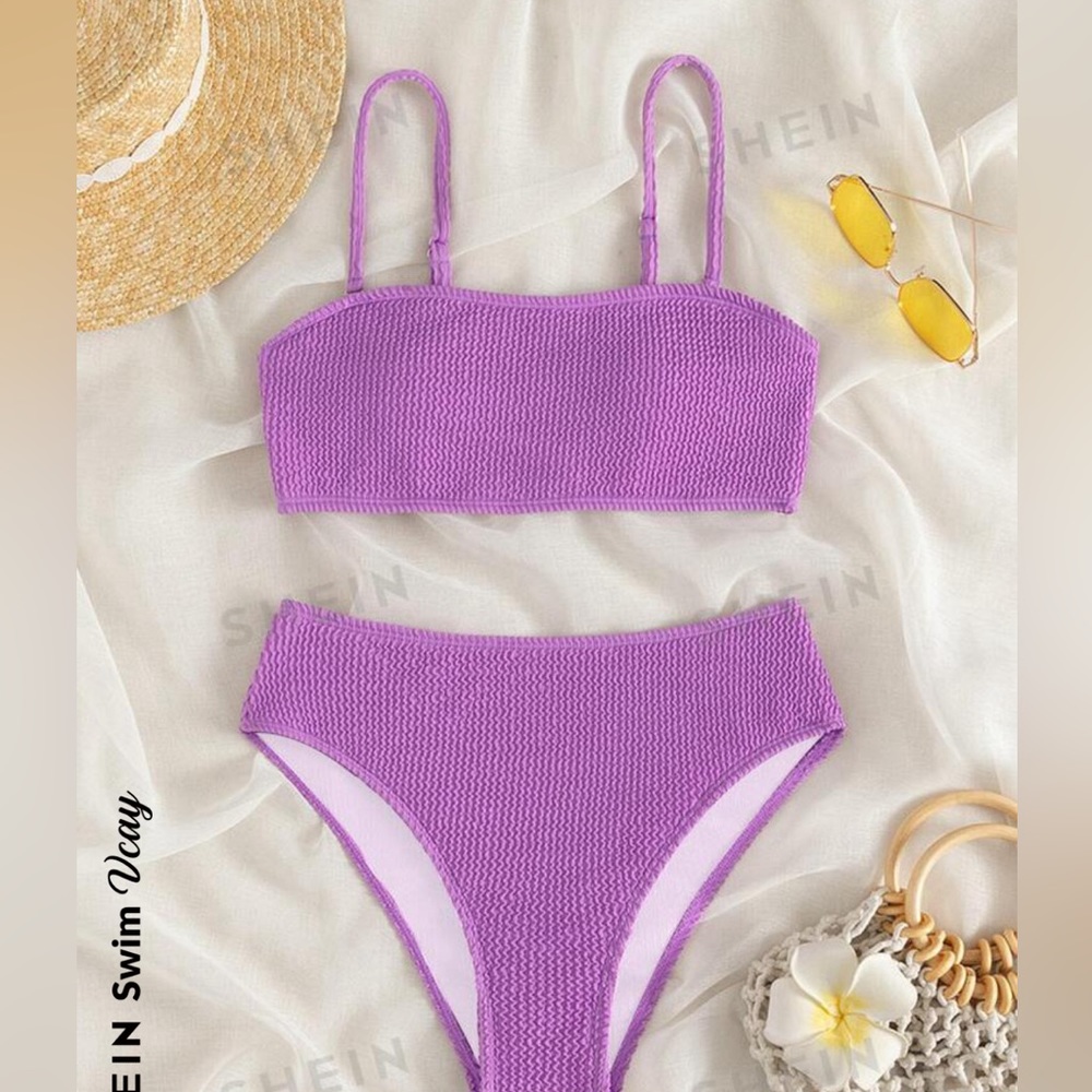 SHEIN purple Textured Bikini Size Medium
